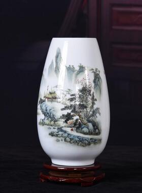 景德镇陶瓷小花瓶摆件客厅插花新中式干花家居装饰品电视柜工艺品