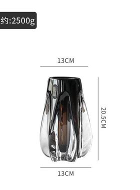 视北欧简约远玻璃花瓶高级感轻奢创意插花摆件批发酒店样板间装饰