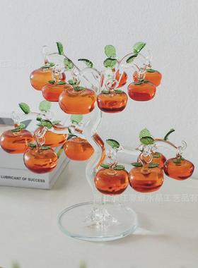 灏雅水晶现代创意水晶柿子树摆件轻奢客厅酒柜玄关水晶工艺品