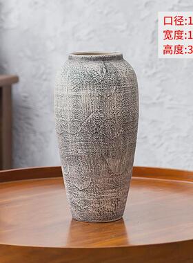 美式花瓶陶瓷插干花器酒店玄关家居客厅瓷器复古陶罐粗陶坛子摆件
