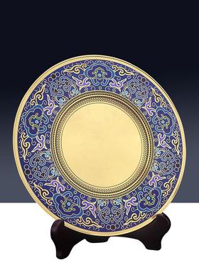 创意金属奖盘纪念盘退休纪念品荣誉表彰铜牌景泰蓝铜盘制作工艺品