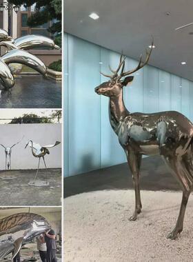 不锈钢动物雕塑承接景观园林工程不锈钢发光镜面美陈动物商场雕塑