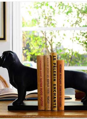 现代创意饰品摆件办公室家装书房书柜样板间拉布拉多小狗书档书靠