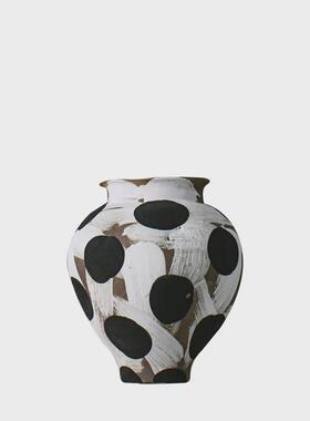 设计师款大口花器现代美式风格茶室民宿陶瓷摆件窗台花插桌面水培