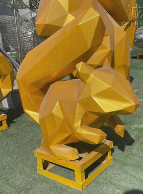 不锈钢切面松鼠仿真动物雕塑商场家居草地装饰卡通动物园落地摆件