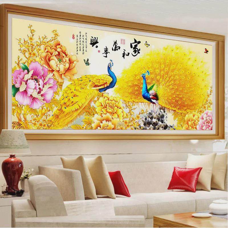 点钻石画diy富贵吉祥满钻钻十字绣孔雀开屏客厅装饰画点钻砖石绣,淘宝优惠券,粉丝福利购,淘宝优惠卷