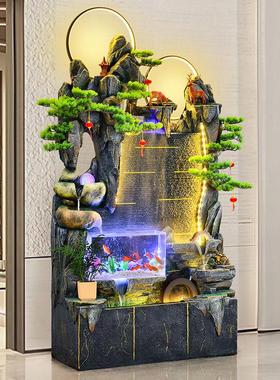 热销假山循环流水喷泉招财开业落地摆件客厅办公室鱼缸水幕墙景观