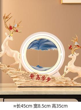 简约现代高档招财鹿画沙漏流沙事事如意摆件玄关酒柜电视柜装饰品