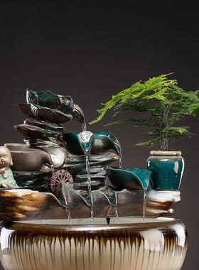 陶瓷自动循环流水装饰摆件循环水鱼盆鱼缸鱼池过滤器喷泉瀑布造景