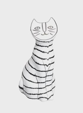 欧式创意样板房条纹猫摆件树脂电视柜茶几客厅玄酒柜关家居装饰品