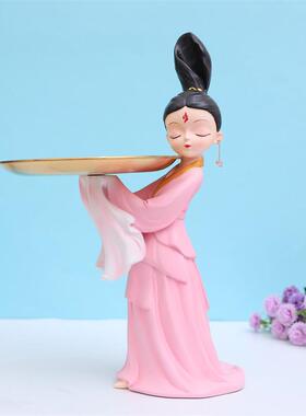 厂家创意人物模型摆件客厅卧室装饰桌面树脂工艺品古风模型托盘