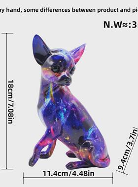 现代创意炫彩吉娃娃客厅酒柜摆件树脂工艺品家居玄关办公室装饰品