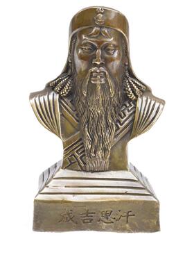工艺品半身成吉思汗办公桌面金属纯铜雕像摆件