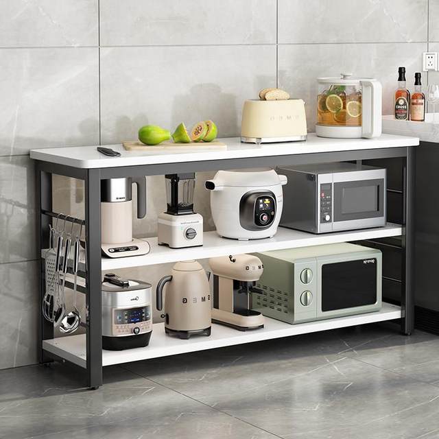 Kitchen storage rack floor-standing multi-functional vegetable cutting table long strip meal preparation workbench microwave boiler storage narrow side cabinet