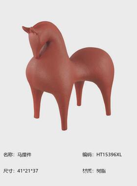 样板间高端私宅家装艺术品中式马摆件古铜色铸铁马装饰品琉璃别墅