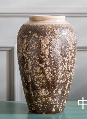 陶瓷花瓶干花 复古窑变色釉颜美式摆件家居软装饰品 配家具家私