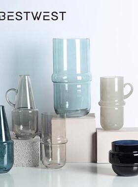 热销博西家居创意直筒餐桌玻璃花瓶摆件客厅透明玄关干花插花装饰