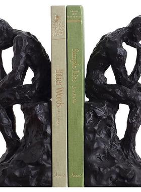 简约现代思考者书立书靠书夹简欧式书房样板房书架书桌装饰品摆件