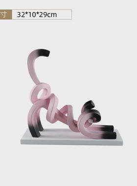 新家线条工艺品桌面饰品摆件家居客厅装饰品树脂猫酒柜装饰高级感