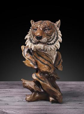 复古仿树根摆头树脂工艺品摆件家居办公室酒柜动物装饰品动物饰