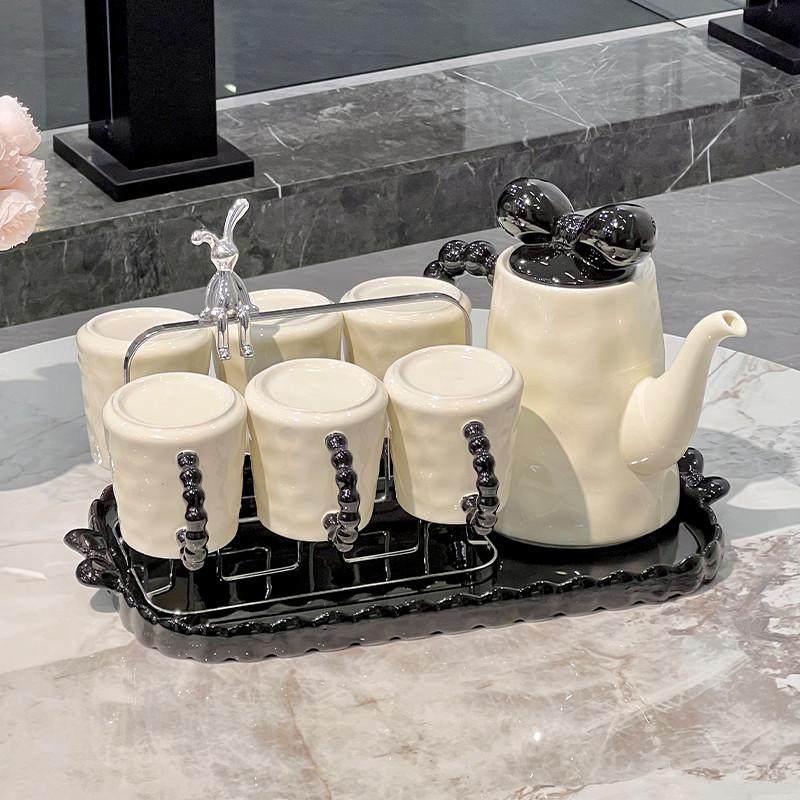 乔迁新居奶油风喝水杯家用套装客厅茶几高档陶瓷杯子杯架茶具送人,淘宝优惠券,粉丝福利购,淘宝优惠卷