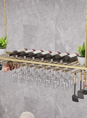 1多功能酒架悬挂式酒杯架葡萄柜倒挂杯架红酒架摆件红酒杯挂架