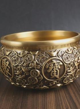 铜钱腾铜艺黄铜聚宝盆家居客厅唐聚宝盆大号纯铜摆件金属铜制品