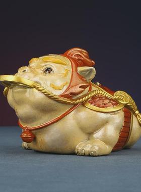 彩铜三脚金蟾摆件铜开业礼品家居柜台办公室桌面装饰蟾蜍