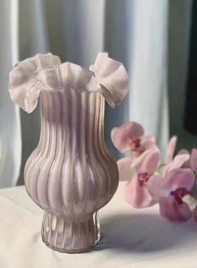 欧式现代简约奶油客厅高级感家用水培插花玻璃花瓶桌面摆件美花盆