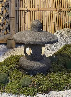 石灯笼日式庭院灯中式灯头灯电石灯户外花园林枯山水景观石石摆件
