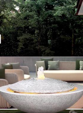 m~花园庭院简约现代创意书房石水装饰别墅落地钵喷泉水景流水雄社