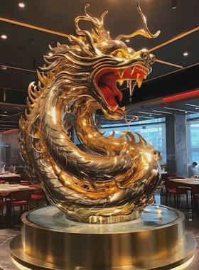 大型不锈钢动物雕塑户外雄狮景观金属镂空圆环镜面发光不锈钢雕塑