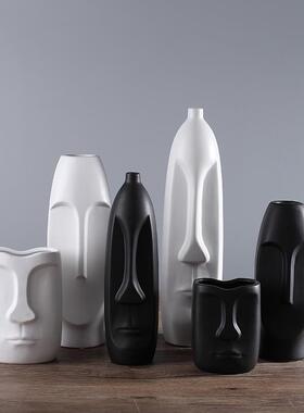 小众简约素烧白色陶瓷花瓶插花居家装饰客厅玄关装饰品摆件高级感