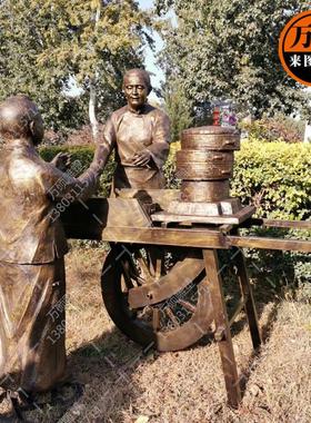 热销玻璃钢仿铜人物雕塑美食街商业街包子卖蒸饺民俗人物雕塑小品