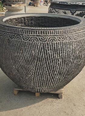 石雕花盆养鱼老石槽室外摆件门海手工穿道儿养鱼缸庭院青石鱼缸