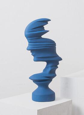 创意抽象酒柜人像摆件酒店大厅迎宾摆设别墅样板间黑白玄关装饰品