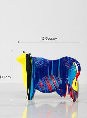 客厅电视柜抽象牛摆件动物创意北欧艺术玄关桌面家居软装饰工艺品