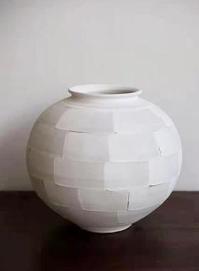 现代简约陶瓷花瓶粗陶瓶插花复古怀旧手工民宿酒店侘寂风禅意摆件