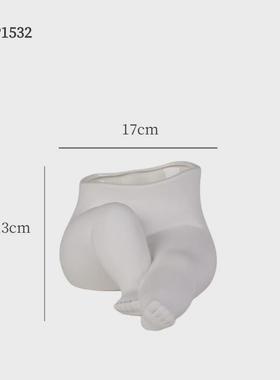 北欧素色陶瓷白色花瓶摆件身体艺术抽象家居装饰软装饰品插花花器