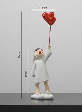 北欧创意气球女孩摆件客厅家居装饰品玄关电视柜房间桌面软装饰品