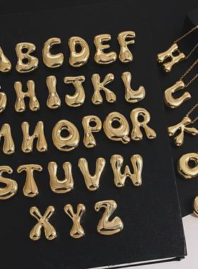 Bubble Name Necklace Stainless Steel 3D Letter A-Z P