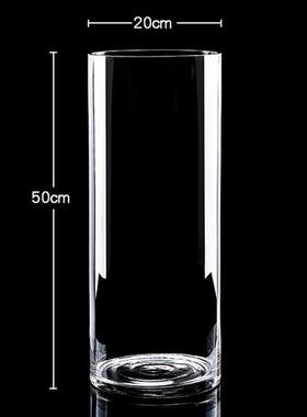 大花瓶款玻璃花瓶透明宽口广口敞口大口高大口径超高50阔口超大