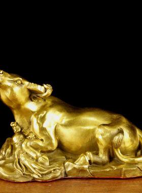 纯黄铜牛摆件生肖牛大号办公室老板桌面装饰开业工艺品礼品