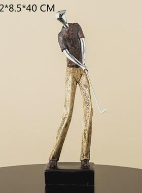 创意客厅电视柜办公室软装酒店高尔夫人物树脂摆件礼品工艺品装饰