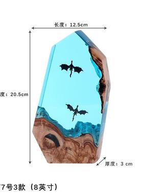 海洋飞龙潜水员魔鬼礼品溶洞家居办公室桌面摆件鱼实木树脂灯饰品