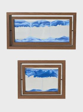 现代高档3d流沙画旋转木质画框家居装饰摆件沙漏客厅办公室解压