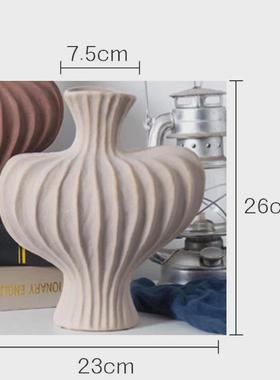 美家荟花瓶摆件客厅桌面高级感轻奢侘寂风陶瓷插花干花复古装饰品
