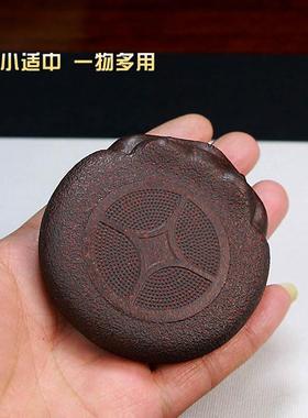 宜兴紫砂茶宠金蟾盖置杯托创意摆件茶玩杂件纯手工原矿紫砂默新品