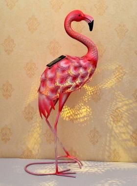 欧美外贸户外庭院别墅动物太阳能灯发光落地花园装饰摆件铁艺孔雀