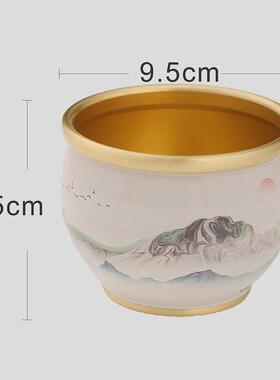 彩绘米缸黄铜油彩百福缸聚宝盆办公室居家创意工艺品聚财摆件礼品